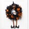 Northlight Witch and Pumpkins Halloween Wreath - 24" - Orange and Black - Unlit